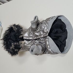 Doggie winter jacket in silver sz.XS.  NWOT